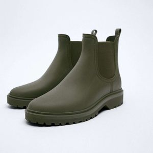Zara khaki green ankle rain boots NWT